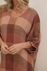 Rosa Elasticated Sleeves Kaftan Cameo Brown Combo