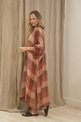 Rosa Elasticated Sleeves Kaftan Cameo Brown Combo