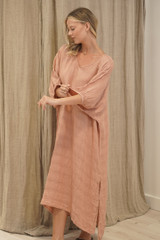 Rosa Elasticated Sleeves Kaftan Cameo Brown Combo