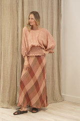 Serena Shirred Hem Top Cameo Brown Combo