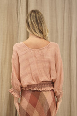 Serena Shirred Hem Top Cameo Brown Combo