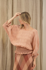 Serena Shirred Hem Top Cameo Brown Combo