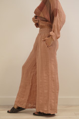 Mia Linen Pants Cameo Brown Combo