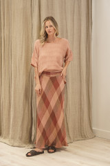 Sottana Bias Cut Linen Skirt Cameo Brown Combo