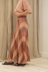 Sottana Bias Cut Linen Skirt Cameo Brown Combo