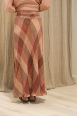 Sottana Bias Cut Linen Skirt Cameo Brown Combo