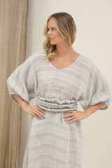 Rosa Elasticated Sleeves Kaftan Lemon Sorbet Multi Stripes