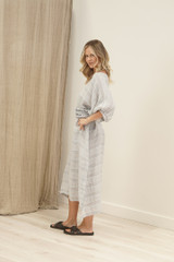 Rosa Elasticated Sleeves Kaftan Lemon Sorbet Multi Stripes