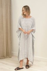 Erika Oversized Kaftan Lemon Sorbet Multi Stripes