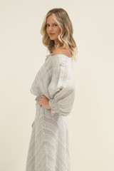 Serena Shirred Hem Top Lemon Sorbet Multi Stripes