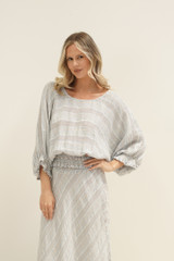 Serena Shirred Hem Top Lemon Sorbet Multi Stripes