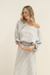 Serena Shirred Hem Top Lemon Sorbet Multi Stripes