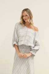 Serena Shirred Hem Top Lemon Sorbet Multi Stripes