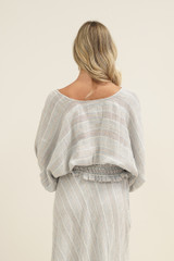 Serena Shirred Hem Top Lemon Sorbet Multi Stripes