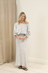 Serena Shirred Hem Top Lemon Sorbet Multi Stripes