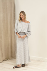 Serena Shirred Hem Top Lemon Sorbet Multi Stripes