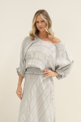 Serena Shirred Hem Top Lemon Sorbet Multi Stripes