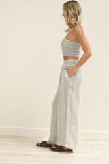 Mia Linen Pants Lemon Sorbet Multi Stripes