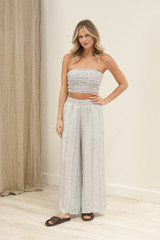 Mia Linen Pants Lemon Sorbet Multi Stripes