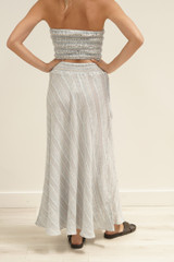 Sottana Bias Cut Linen Skirt Lemon Sorbet Multi Stripes