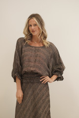 Serena Shirred Hem Top Toasted Earth Combo