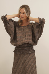 Serena Shirred Hem Top Toasted Earth Combo