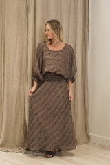 Serena Shirred Hem Top Toasted Earth Combo