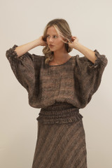 Serena Shirred Hem Top Toasted Earth Combo