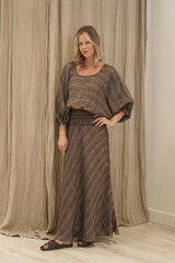 Serena Shirred Hem Top Toasted Earth Combo