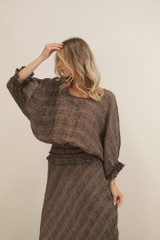 Serena Shirred Hem Top Toasted Earth Combo