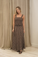 Sottana Bias Cut Linen Skirt Toasted Earth Combo