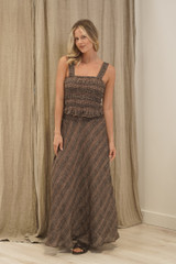 Sottana Bias Cut Linen Skirt Toasted Earth Combo