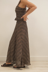 Sottana Bias Cut Linen Skirt Toasted Earth Combo