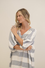 Rosa Elasticated Sleeves Kaftan Corn Blue Stripes