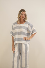 Barbara Top Corn Blue Stripes