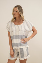 Mirabella Sleeveless Top Cornflower Blue Stripes