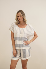 Mirabella Sleeveless Top Cornflower Blue Stripes