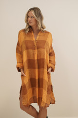 Cristina Shirt Dress Spiced Ochre Check
