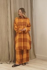 Cristina Shirt Dress Spiced Ochre Check