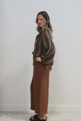 Sussana Top in Grey & Rust Stripe