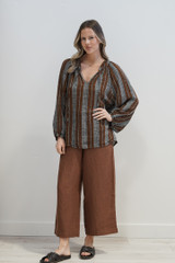 Sussana Top in Grey & Rust Stripe