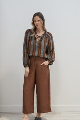 Sussana Top in Grey & Rust Stripe