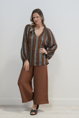 Sussana Top in Grey & Rust Stripe