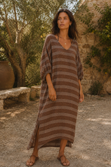 Rosa Kaftan Rust & White Stripes