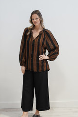 Sussana Top Black & Rust Stripes