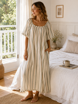 Celeste Long Dress Eucalyptus Stripes