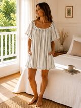 Celeste Short Dress Eucalyptus Stripes
