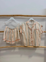 Ivy Short PJ Set Soft Bloom Stripes