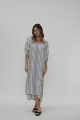 Rosa Elastic Sleeves Kaftan Cool Coastal Stripes