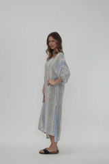 Rosa Elastic Sleeves Kaftan Cool Coastal Stripes